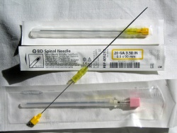 Needles used for a lumbar puncture