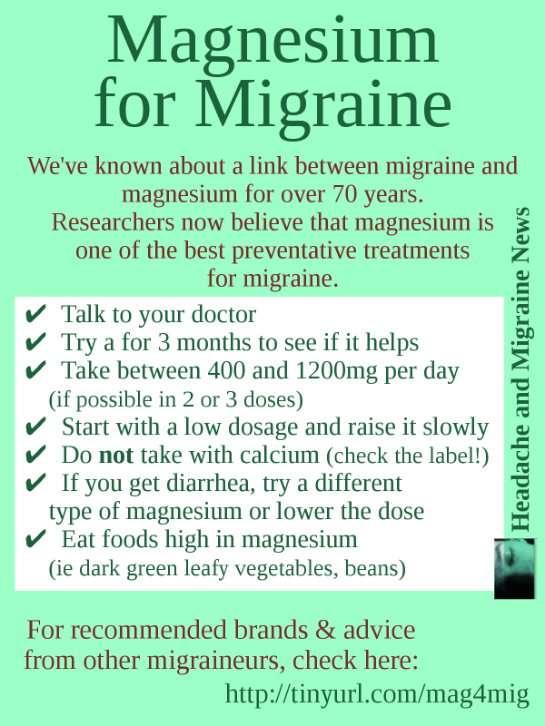 Magnesium for Migraine (graphic) Headache and Migraine News