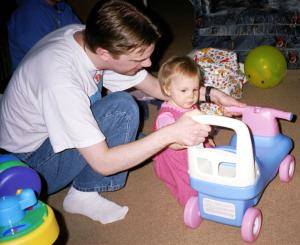 Teaching my daughter a little vehicle safety on her first birthday.