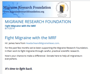 FirstGiving Migraine Research Foundation Page